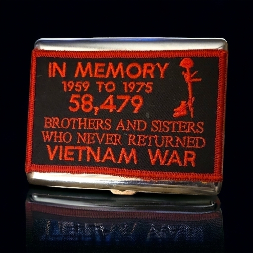 Handcrafted Silver ID/Cigarette case with Vtg Vietnam War patch